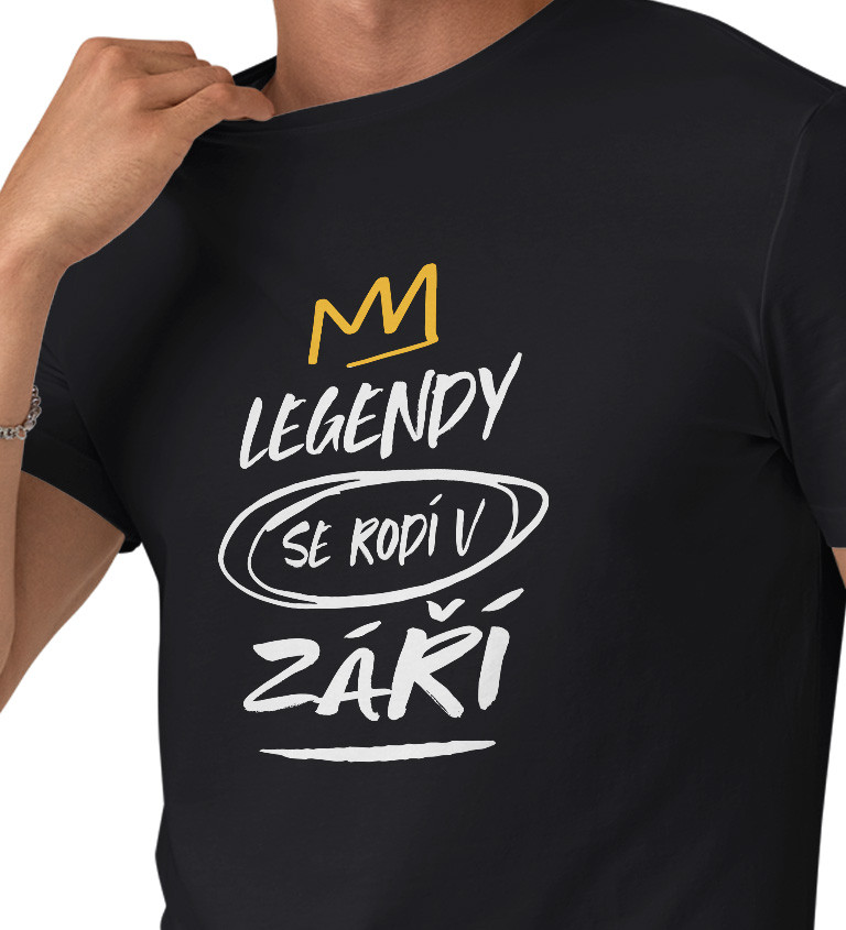 Pánské triko černé - Legendy se rodí v září