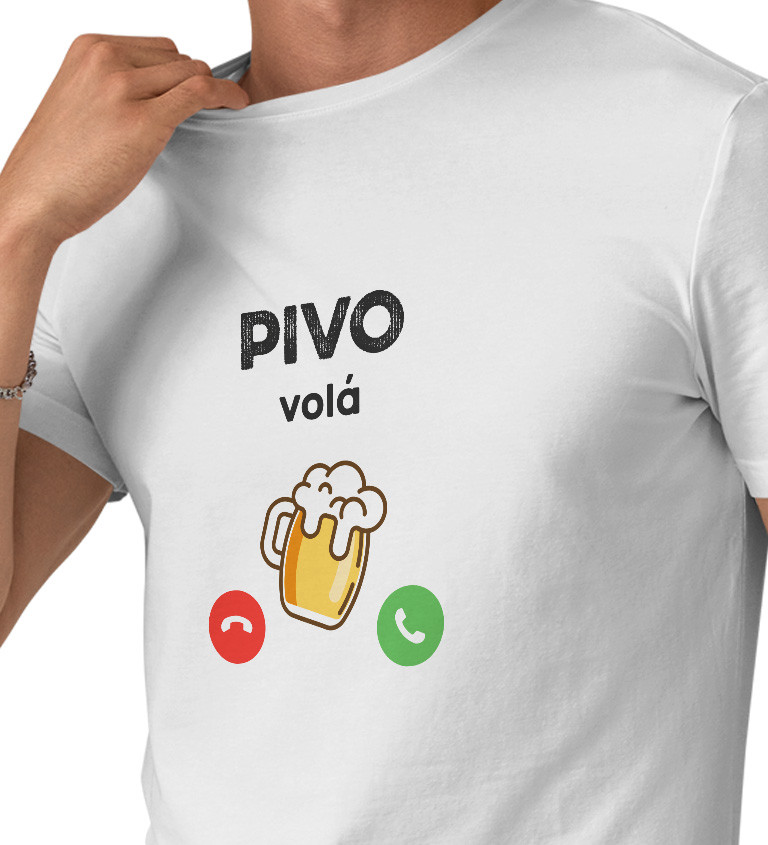 Pánské triko bílé - Pivo volá