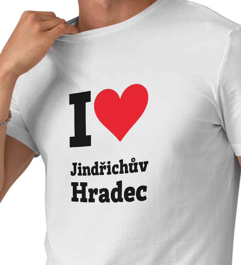 Pánské triko bílé - I love Jindřichův Hradec