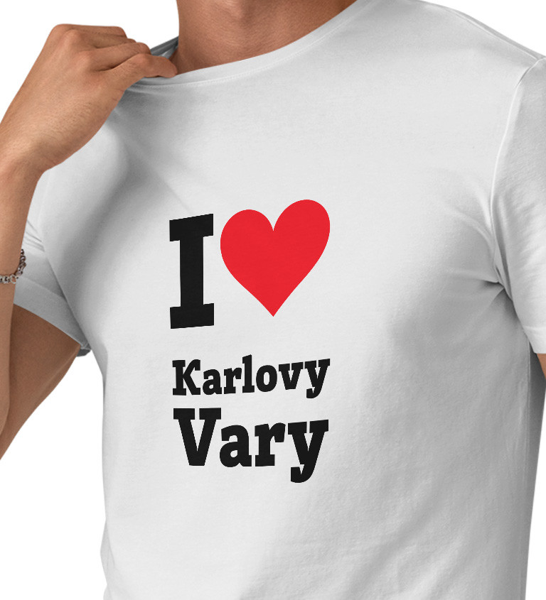 Pánské triko bílé - I love Karlovy Vary