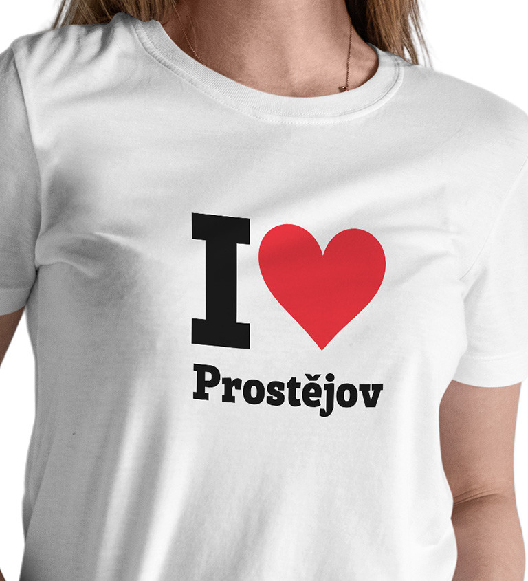 Dámské triko bílé - I love Prostějov