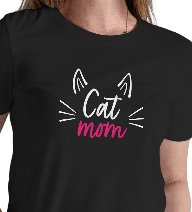 Dámské triko černé - Cat mom