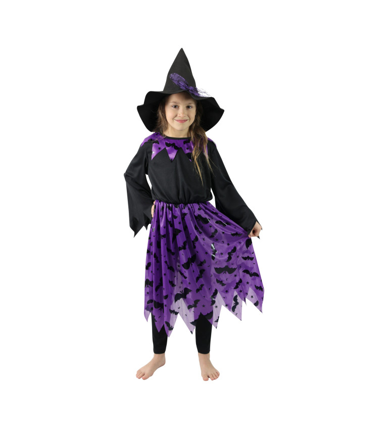 Dětský čarodějnický set - fialový, netopýři