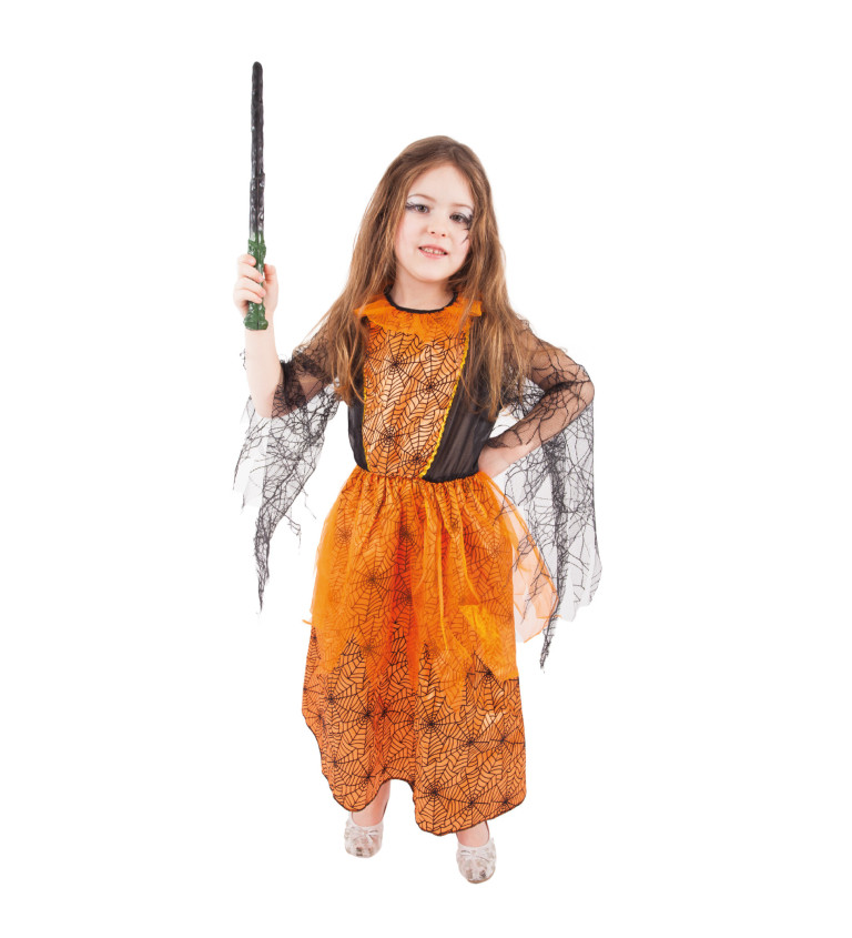 Dětské čarodějnické šaty - oranžové