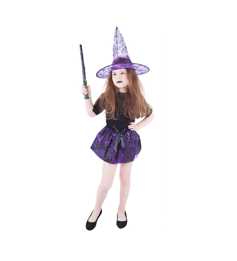 Dětská sukně a klobouk - čarodějka, fialová