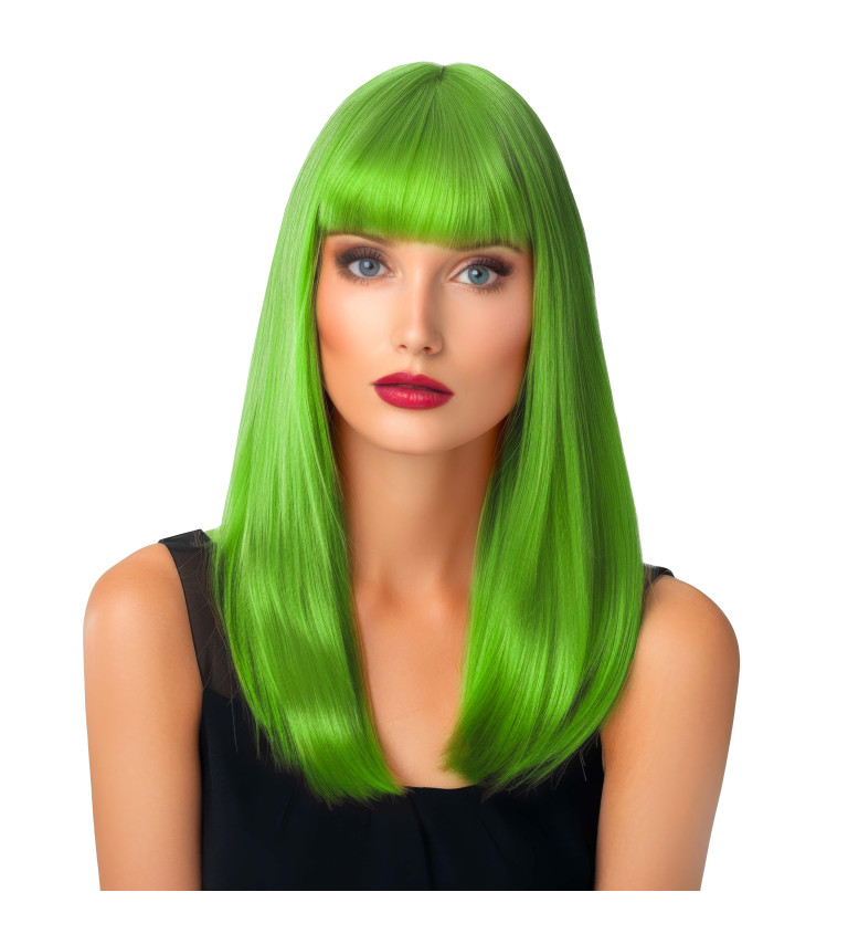 Paruka rovná s ofinou, zelená