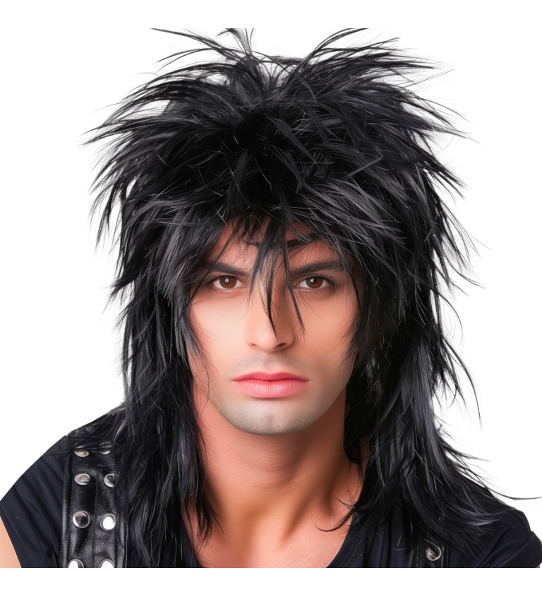 Paruka 80. léta rocker, černá