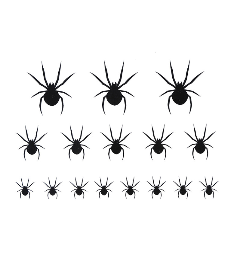 2 archy 16 samolepicích pavouků, tetování, 15x11 cm