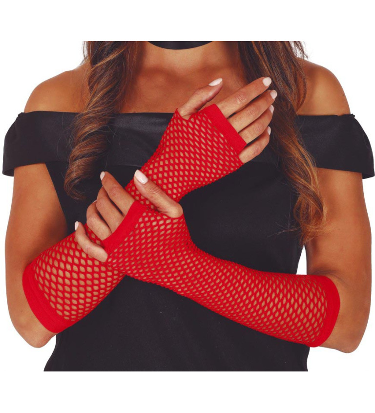 Červené síťované rukavice