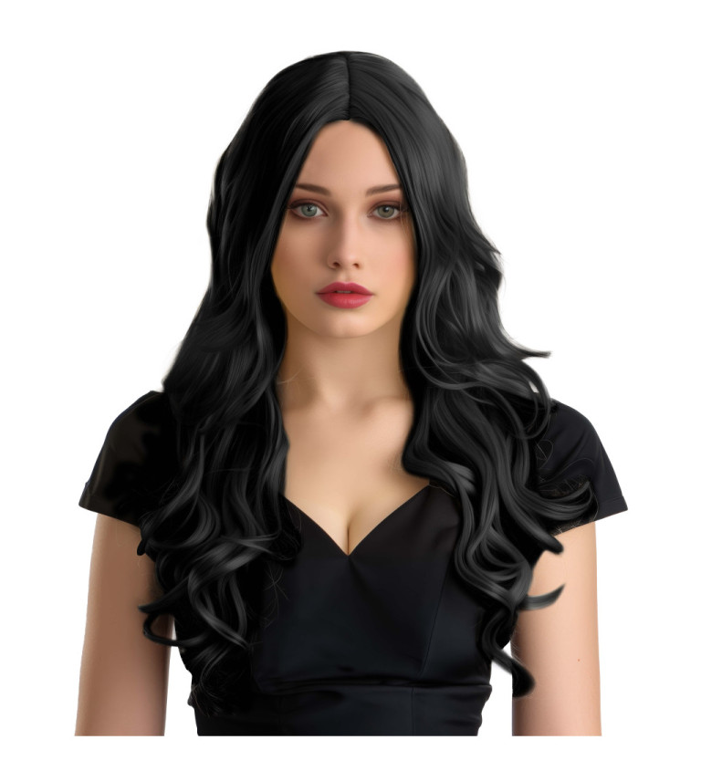 Paruka vlnitá Hollywood, černá