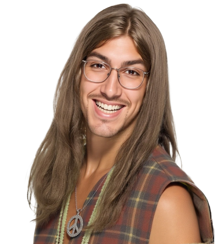 Paruka 80s hippie muž