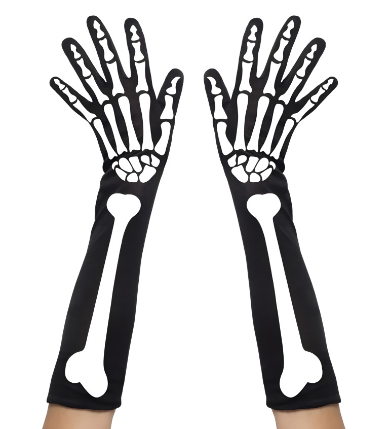 Dlouhé rukavice s kostlivcem