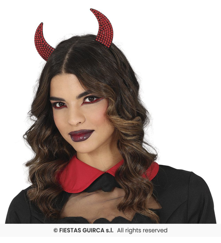 Červená lesklá ďábelská čelenka