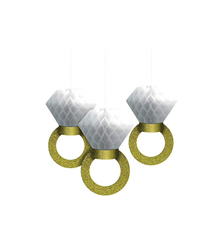 Svatební závěsná dekorace - zásnubní prsteny